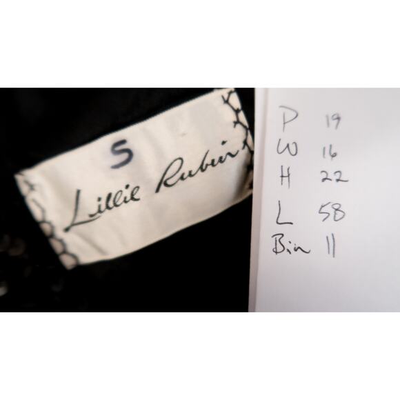 LILLIE RUBIN VINTAGE '60s Black Sequin Evening Gown SMALL - Picture 8 of 8